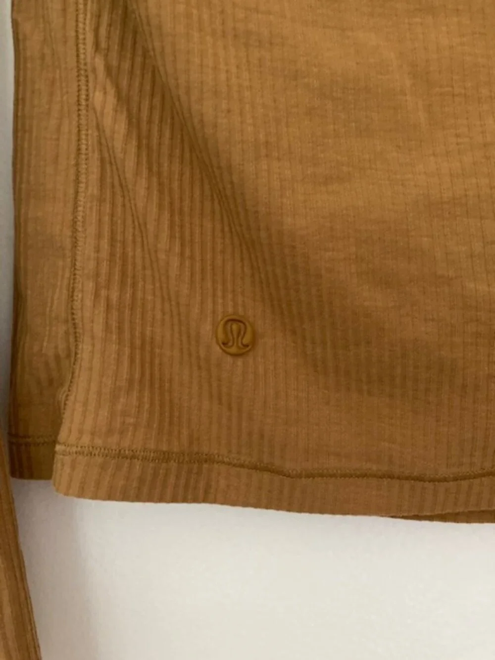 Lululemon Asymmetrical Ribbed Cotton Long Sleeve Top Bold Beige / Solar Orange